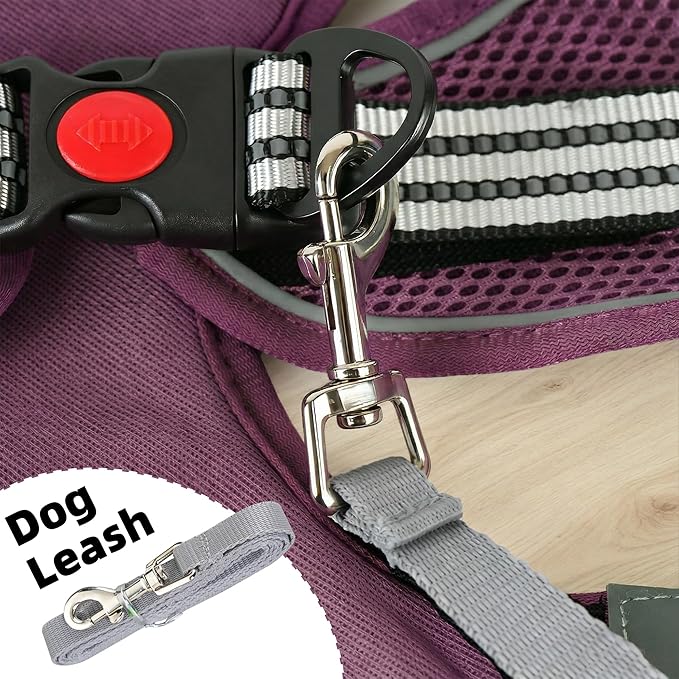 SMOUATOU All Weather Mesh Step in Vest Harness for Small and medidum Dogs and Cats, Adjustable Soft Padded Dog Vest with Easy Control Handle for Dogs Pets (Purple, S)