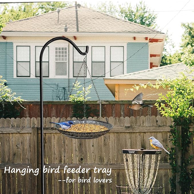 CQAIRIOU Premium Hanging Bird Feeder Tray(2 Set),Size 11.8” Large Platform Bird Feeder Metal Mesh Tray,Wild Bird Feeder for Outside Hanging Seed Platform,Combinable Style to Double Layer