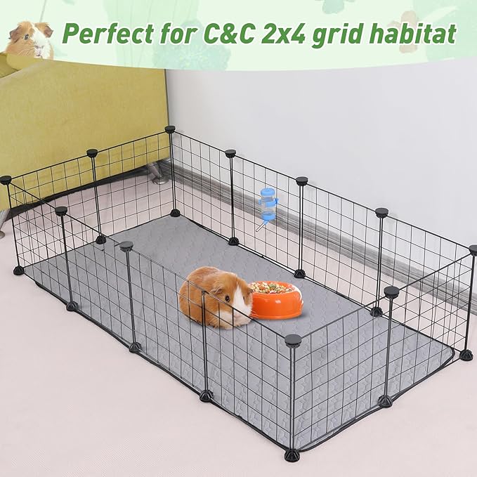 2Pack Guinea Pig Cage Liners, LWYMX 24''X48'' Washable Guinea Pig Pee Pads, Non Slip Reusable Super Absorbent Guinea Pig Training Mat Bedding Fleece for Small Animals Hamster Rabbit Chinchilla Rat