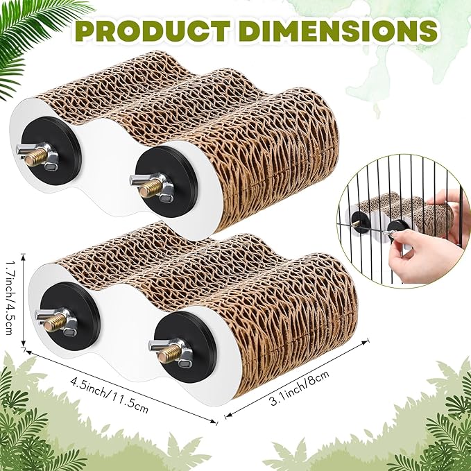 CroBlissful 2-Piece Bird Platforms for Macaws, Small Parakeets, Conures, Budgies; Brown Corrugated Paper; Bird Perch, Chew Toy, & Playground