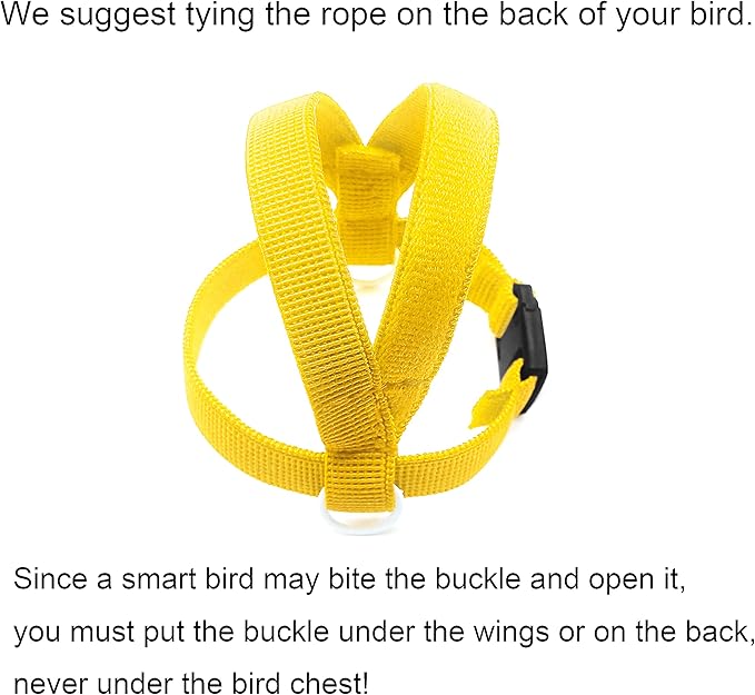 VANFAVORI Bird Harness with Buckle Clip and a Leash, Easy to Wear for Bird Parrots Cockatiel S Size Weight 85-105 Grams, Yellow