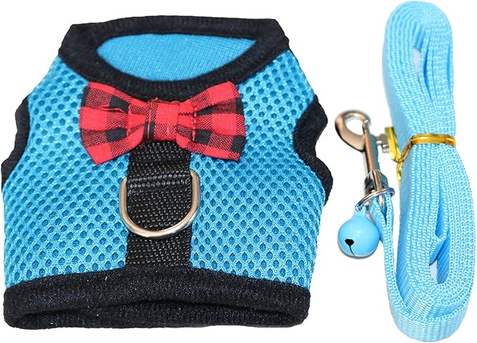 Rypet Ferret Harness and Leash - Soft Mesh Small Pet Harness with Safe Bell, No Pull Comfort Padded Vest for Guinea Pig, Hamster, Rats and Similar Small Animals