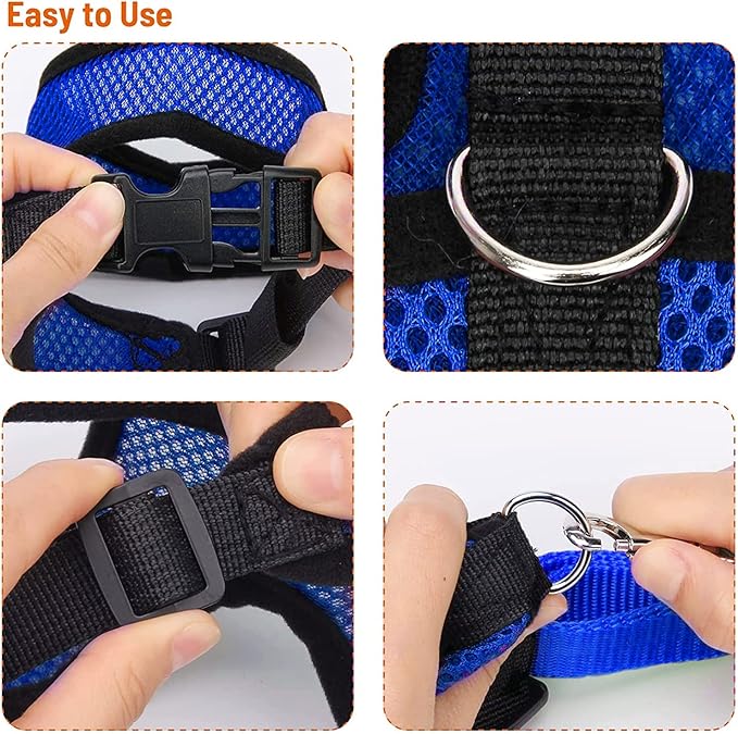 Chicken Harness (Medium, Blue) with Leash, Breathable, Adjustable, Comfortable for Chickens, Ducks, Geese, and Small Pets