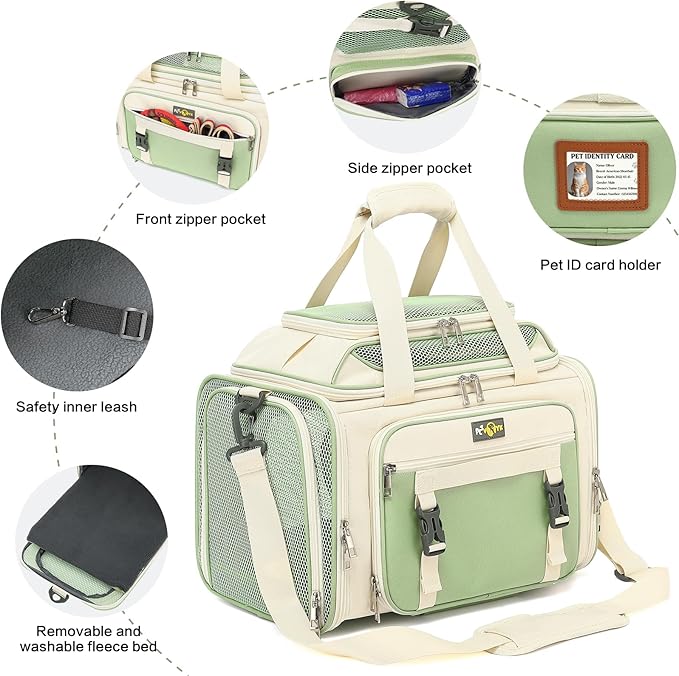 18x11x11 Small Cat/Dog/Pet Carrier – Airline Approved, Collapsible with Expandable Top and Sides. Soft-Sided Travel Puppy Carry Bag, Small Animal Rabbit Kennel Carrying Case, Kitten Mesh Cage