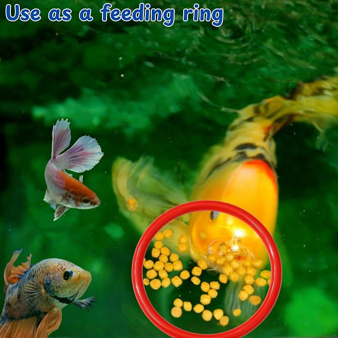 Betta Fish Exercise Ring and Filter Balls Set, Betta Ring and Turtle Water Cleaner Ball, Fish Feeder Rings with Nitrifying Balls, Betta Fishes Tank Toys, Aquatic Turtle Enrichment Toys (Red, M-70mm)
