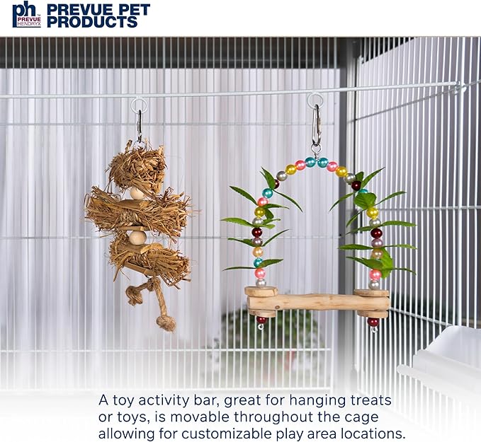 Prevue Pet Products Charming Aviary Jumbo Flight Cage - Large Metal Bird Cage with Rolling Stand, Perches, Feeders & Toy Bar, Ideal for Parakeets, Cockatiels, Lovebirds, Small & Medium Birds - Grey