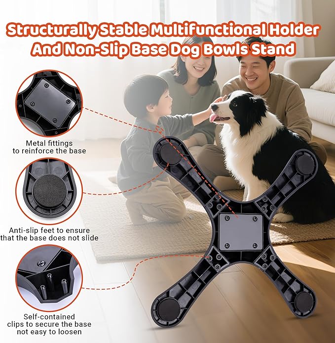 Elevated Adjustable Dog Bowl Feeding Stand, 3 Heights and Tiled Ajudst, Compatible with Moost Feeding Bowls, Great for Medium Large Dogs(1 Pack-C)