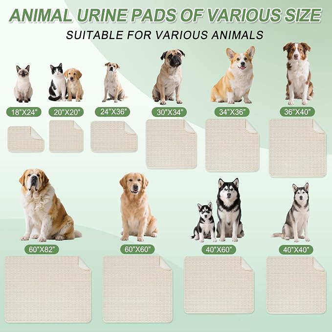 Washable Pee Pads for Dogs, 2 Pack Reusable Puppy Pads Dog Pads, Non-Slip Dog Pee Pads, Leakproof Pet Pee Pads Wee Wee Pads for Dogs. (Cream White, 24"x36"(Pack of 2))