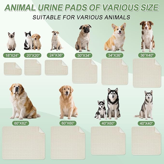 Washable Pee Pads for Dogs, Reusable Puppy Pads Dog Pads, Non-Slip Dog Pee Pads, Leakproof Pet Pee Pads Wee Wee Pads for Dogs. (Cream White, 40"x60"(Pack of 1))