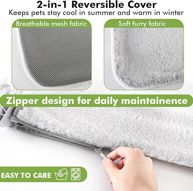 Zoratoo Cordless & Foldable Cat Window Perch with Metal Frame and Reversible Washable Cover Pet Hammock Bed, 4 Large Suction Cups Window Resting Seat for Indoor Cats Kittens (Grey - M)