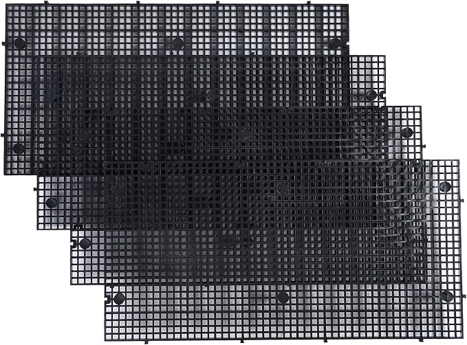 Aquarium Grid Isolate Board Divider Fish Tank Bottom Black Filter Tray Plastic Crate (4pcs Black)