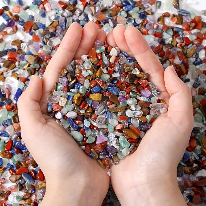 Natural 7 Chakra Crystal Quartz Rocks Chips Vase Filler Rocks for Succulent Plant Small Fish Tank Aquarium Gravel Decorative Pebbles Stones(200 gram)