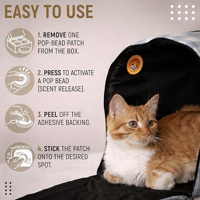 Granatan Calming Pop Patch for Cat Travel, Pheromone Diffuser for Cats, Reduces Anxiety and Stress-Related Behaviors, for Carrier, Vet Visits, Pet Travel Support, Long-Lasting, No Electricity Needed