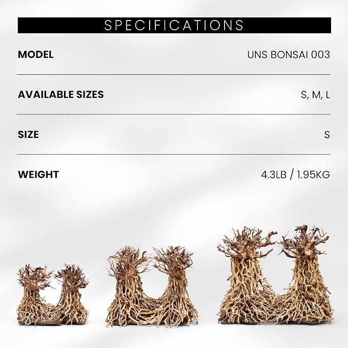 Ultum Nature Systems Bonsai - Handcrafted Hardscape Driftwood for Aquarium, Terrarium, Vivarium, Natural Aquascape Hardscape Decorations, Aquascaping Hardscape for Live Aquatic Plants - 003, Small