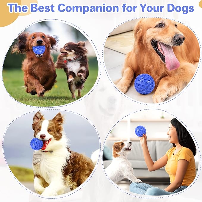 DISSKNIC Indestructible Squeaky Dog Ball, Relieves Anxiety, Cleans Teeth, Interactive Chew Toy for Aggressive Chewers, Dog Toy for Large Breeds, Outdoor Waterproof