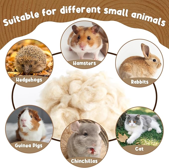Sukh Natural Kapok Hamster Bedding - Natural Kapok Pet Bedding Dog Bed Stuffing Filling Stuff Animal Pack Pet Supplies for Cat Guinea Pig Chicken Bunny Duck Nesting Boxes Soft Warm Dust-Free 3.5OZ