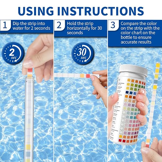 16-in-1 Universal Test Strips - 100pcs Reliable pH Testing Strips Kit for Liquid Testing, Quick Get Highly Accurate Results in Seconds, Drinking Water, Aquarium, Pool, Hot Tub, Spa