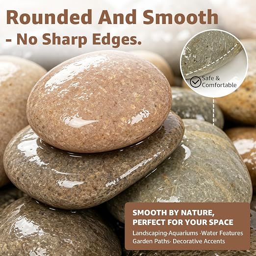 5lbs Natural Large River Rocks, 4"-7" Premium Pebbles, Decorative Stones | Water-Washed, Hand-Picked, for Fish Tank, Garden, Paving, Fountain, Walkways and Outdoor Landscaping Pathways, Backyard