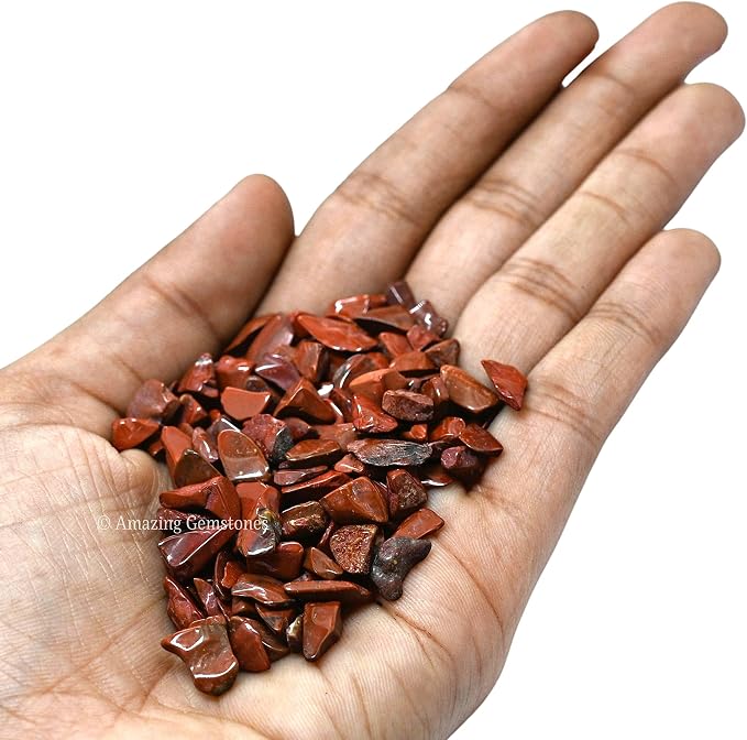 Amazing Gemstone Red Jasper Crystal Chips Aquarium Gravel Rocks - Red Jasper Chips Bulk Fish Tank Gravel, Small Tumbled Stone Chips and Tiny Crystals for Decoration (AAA Grade) (1000+ Carat Chips)