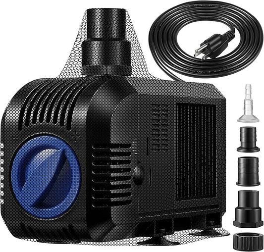 1600GPH Submersible Water Pump, 100W Electric Waterfall Water Fountain Pump, Pond Pump Kit for Garden Pool Fish Aquarium Tank