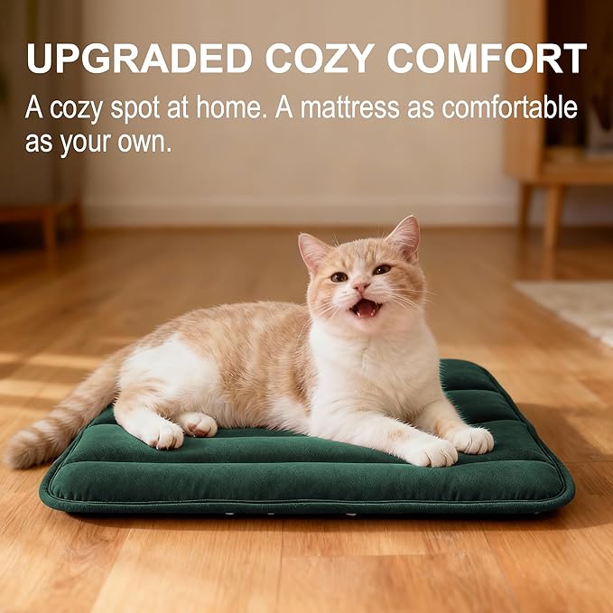 pobopobo Dog Crate Pad, Ultra Soft & Anti-Slip Kennel Mat, Secure Fit for Metal Crates & Dog Cages, Washable Cozy Bed for Small Medium Large Dogs (Green, XS(18"*12"*1.5"))