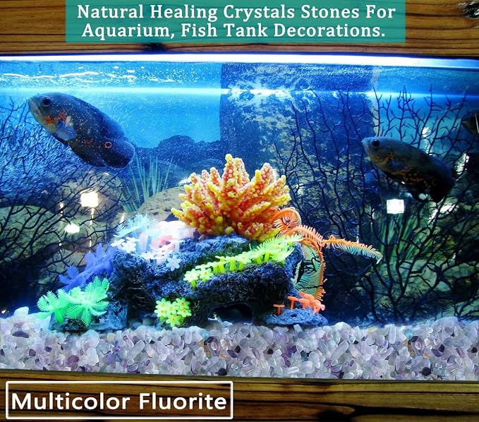Natural Multicolor Fluorite Crystal Quartz Rocks Chips Vase Filler Rocks for Succulent Plant Small Fish Tank Aquarium Gravel Decorative Pebbles Stones(200 gram)