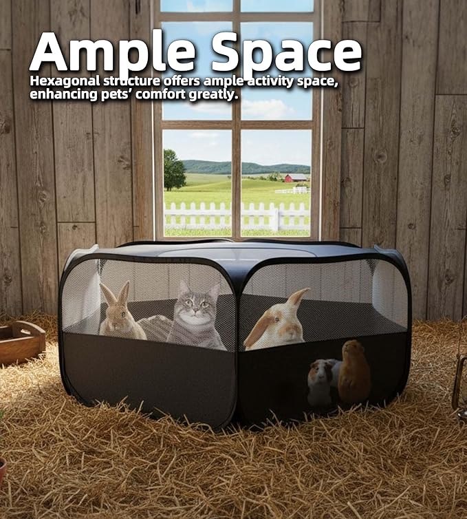 Small Animal Playpen with Mesh Cover & Waterproof Bottom Cat Tent Chicken Brooder Rabbit Guinea Pig Cage Playpen for Small Animals Indoor Outdoor Use