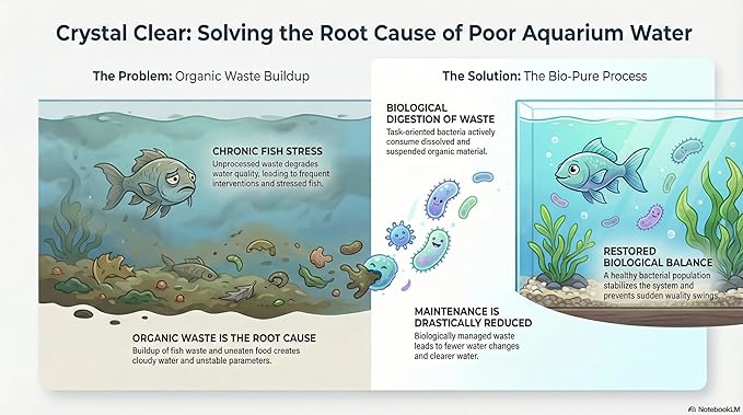 Bio-Pure Pond & Aquarium is (Whey) Better. Ask Rufus: Why is Bio-Pure with (DPW) Better? – 50/50 Dual-Action for Water Clarity + Bottom Waste/Sludge - Treats up to 28,000 gal. (Microbe Nutrition)
