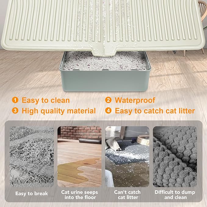 UPSKY Cat Litter Mat, Large Kitty Litter Trapping Mat Soft on Kitty Paws, Litter Box Mat Keep Floor Clean, 31" x 24" Waterproof and Washable Trapping Mats Catcher Pad for Scatter Control