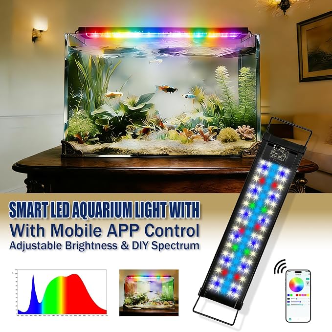 Smart LED Aquarium Light for Freshwater Tanks - App Control DIY Spectrum, Auto Timer & Sunrise Sunset Simulation (20-24 INCH)