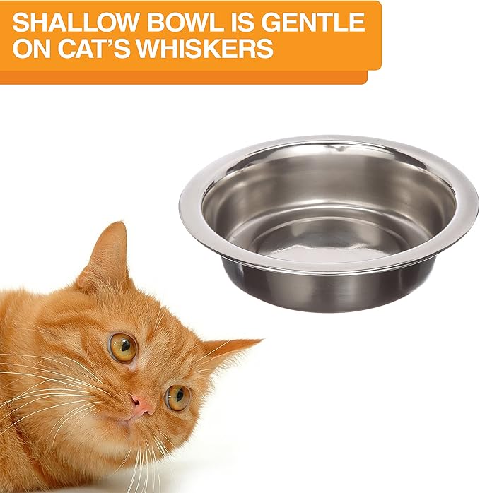 Neater Feeder Deluxe Mess-Proof Elevated Cat Bowls, 2 Height Adjustable (6” & 7.5”) No-Spill Raised Cat Bowl Stand, Whisker Friendly Stainless Steel Dishes for Indoor Cats, Made in USA, Cranberry
