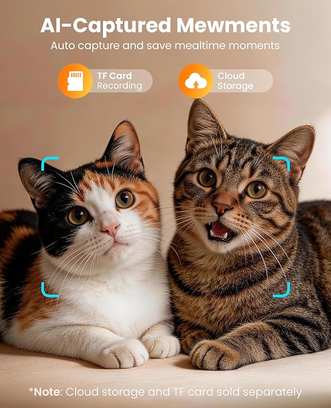 oneisall Automatic Cat Feeder with Camera for 2 Cats, 1080P HD Night Vision, 20 Cups/5L Cat Feeder Automatic, 2-Way Audio, 5G WiFi APP Remote Control Pet Feeder