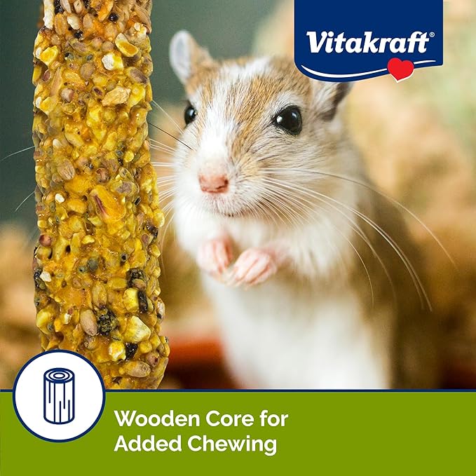 Vitakraft Crunch Sticks Hamster Treat - Hamster Chew Sticks - Supports Dental Health, Long-Lasting Fun (Peanut & Honey) (Pack of 2)