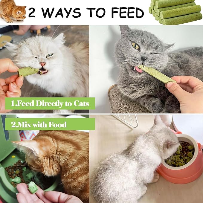 120g Cat Grass Teething Stick, Freeze Dried Cats Grass Stick Edible Cat Chew Toy for Teeth Cleaning Dental Health and Hairball Removal