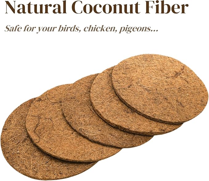 Eorbow 15 Packs Pigeon Nest Pads, Bird Breeding Mat for Chicken, Natural Coconut Fiber Bird Egg Mat, Nesting Bowl Box Pad for Parakeet Chicken, Pigeon Hatching Bedding Accessories