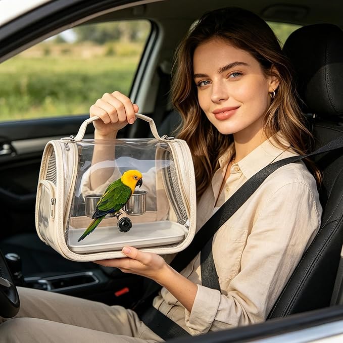 Genérico Parrot Carrier - Bird Backpack with Transport Perch | Parakeet Carrier | Parakeets, Parakeets, Nymphs, Conuros, Cockatiels: Outdoors, Camping, Holidays