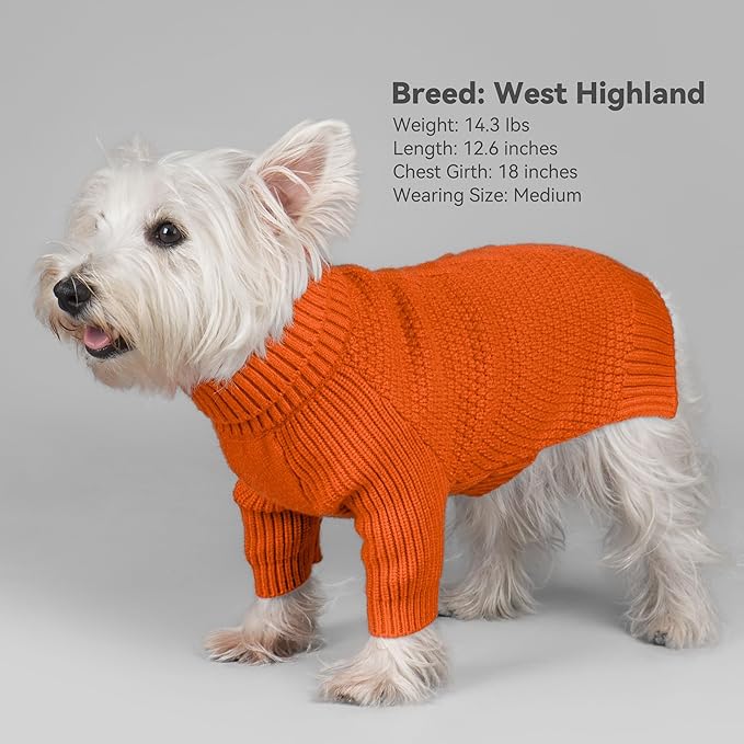 cyeollo Dog Sweater Pullover Turtleneck for Large Dogs, Classic Knitwear Fall Winter Cold Weather Pet Clothes Warm Pet Apparel Large Big Dog Sweaters, Orange 3XL