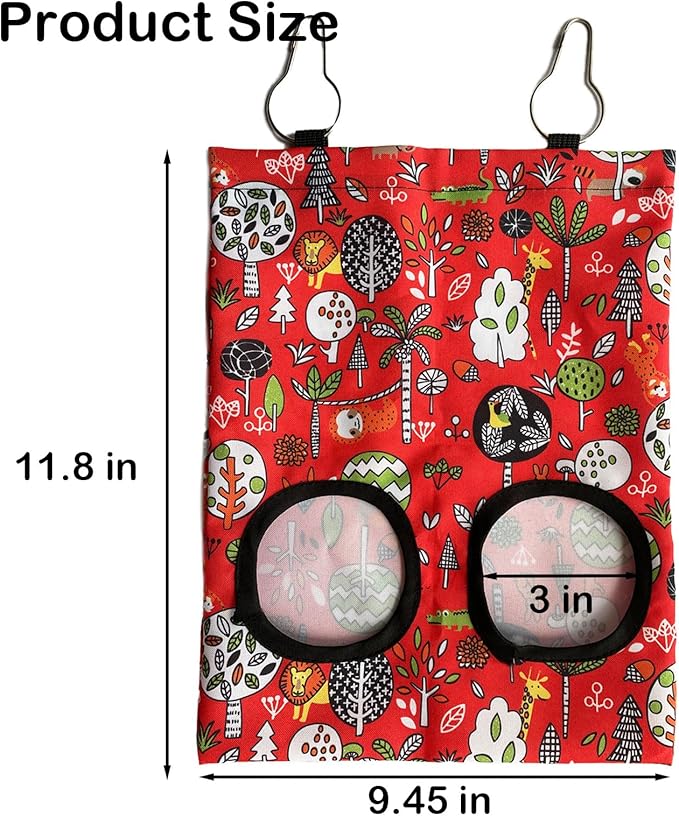 Rabbit Hay Feeder Bag, Guinea Pig Hay Feeder for Cage Small Animal Hanging Feeding Bags Rabbit Hay Dispenser Storage for Rabbits Guinea Pigs Bunnies Chinchillas (Red,Dark Blue, 2 Hole)
