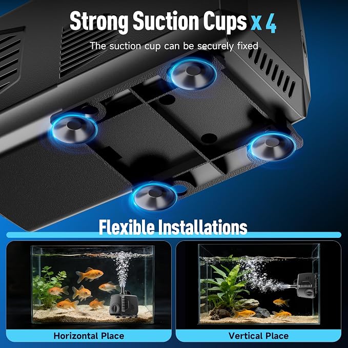 880GPH Submersible Water Pump, Water Fountain (85W 3200L/H) with 10.5FT High Lift Adjustable & 3 Nozzles & 16.4FT Cord, Ultra Quiet Aquarium Pump for Pond Fountain Waterfall Hydroponics-Q105