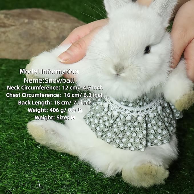 SMOLKITH Rabbit Clothes - Bunny Adjustable Green Floral Dress with Leash, Small Animal Apparel for Walking - Fits Guinea Pigs, Chinchillas, Meerkats, Prairie Dogs, Pet Rats and More