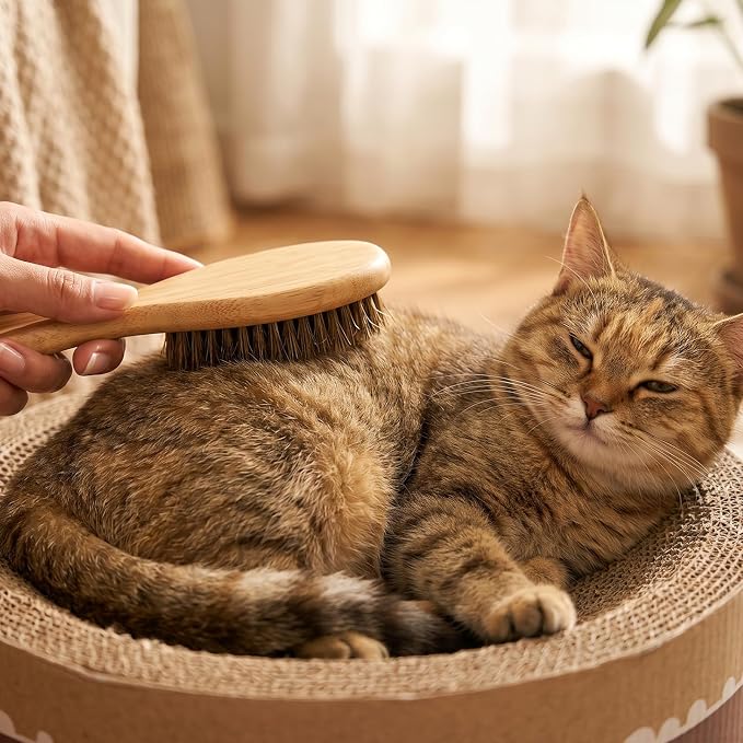Soft Boar Bristle Dog Brush for Short Haired Dogs Gentle Grooming and Deshedding Tool Wooden Handle Ideal Pet Hair Brush Puppy Essentials for Grooming and Shedding