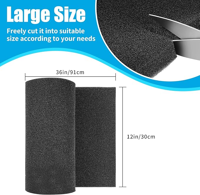 AQUANEAT 2 Pack Aquarium Bio Sponge Filter Media Pad Cut-to-Size Open Cell Foam Sheet for Fish Tank Sump (36" x 12" x 1")