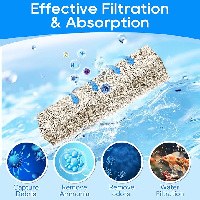 12PCS Ammonia Reducer Filter Pads Compatible with Aqueon Quietflow 20 & 75, Sponge Replacement Filter Cartridges for Aqueon Quietflow LED PRO Aquarium Fish Tank Power Filter
