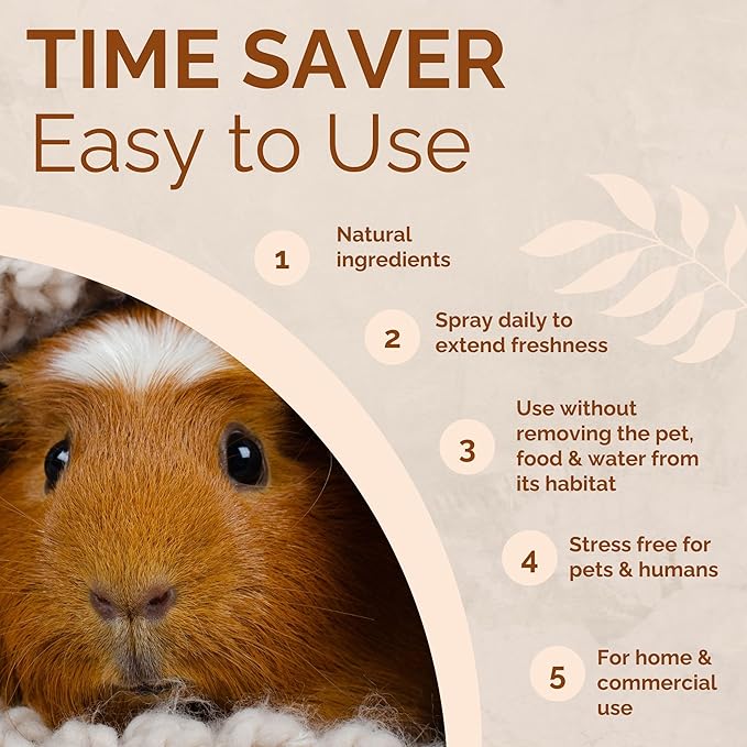 No Scent Small Animal Guinea Pig Cage Cleaner | Hamster & Rabbit Habitat Pet Odor Spray (32 Fl Oz / 946 mL)