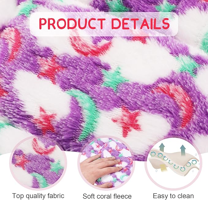 Jetec 3 Pcs Bunny Guinea Pig Beds Soft Bunny Mats Warm Guinea Pig Mat Small Animal Bed Pads Fleece Sleeping Pads for Indoor Rabbit Hamster Squirrel Hedgehog Chinchilla(Fleece,Moon,Colorful)