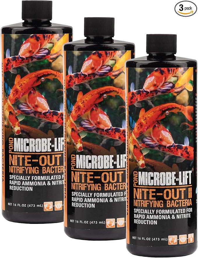MICROBE-LIFT Nite-Out II Water Cleaner for Outdoor Ponds and Water Gardens, Rapid Ammonia and Nitrite Reduction (16 Ounces) (Pack of 3)