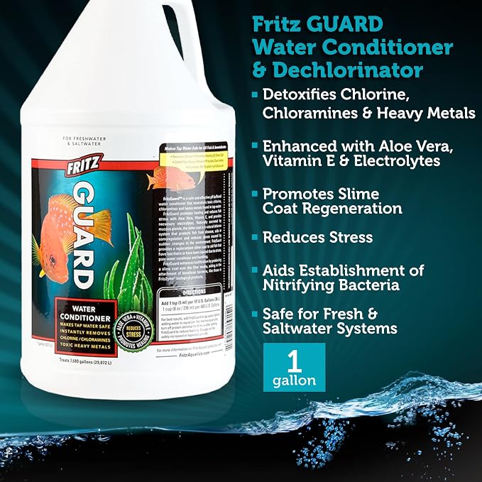 Fritz Aquatics FritzGuard Water Conditioner/Dechlorinator Makes Tap Water Safe for Fresh & Salt Water Aquariums (1-Gallon)