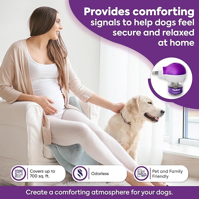 TopSum Pheromone Diffuser for Dogs: Premium Dog Calming Diffuser - Calming Pheromones for Dogs - Dog Appeasing Pheromone - Pet Calming Diffuser, 2 Pack (Purple)