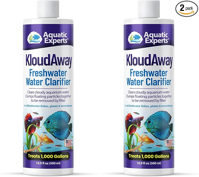 KloudAway Freshwater Aquarium Water Clarifier - Clears Cloudy Water, Water Clarifier for Fish Tank, Made in USA, Aquatic Experts, (500 ml) (Pack of 2)