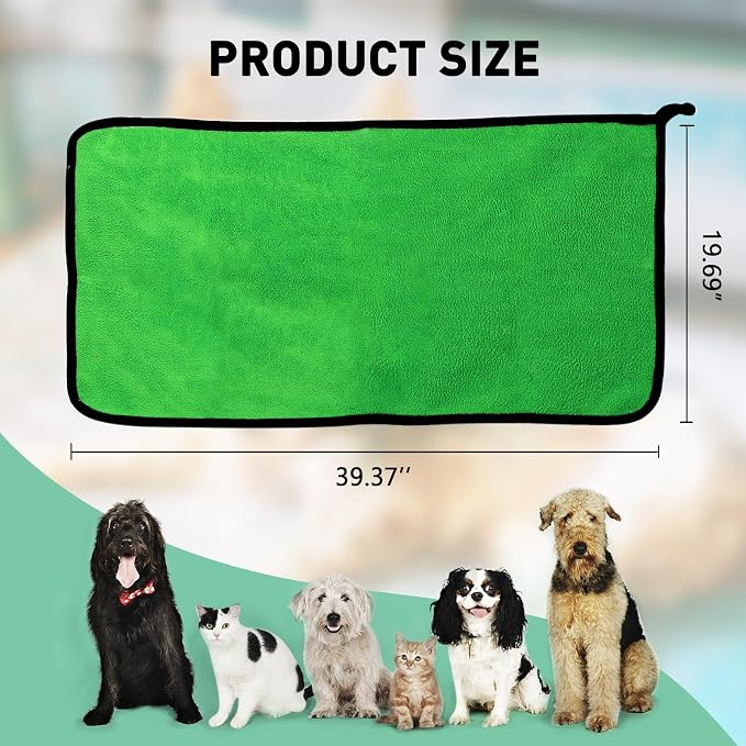 3 Pcs Dog Bath Towel Super Absorbent Puppy Drying Towel Microfiber Pet Grooming Towels for Medium Small Dogs Quick Dry Doggy Blanket, 40''x20''